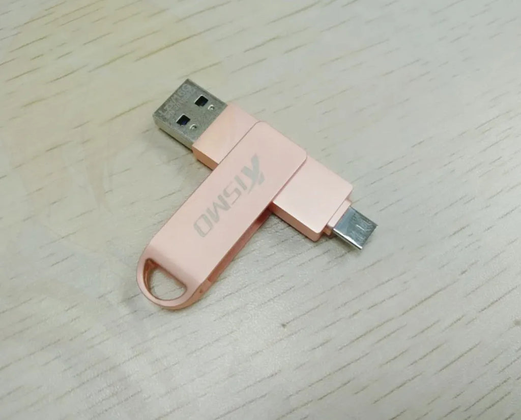 Metal dual-use USB 3.0 flash drive compatible with Apple and Android devices in Black colour