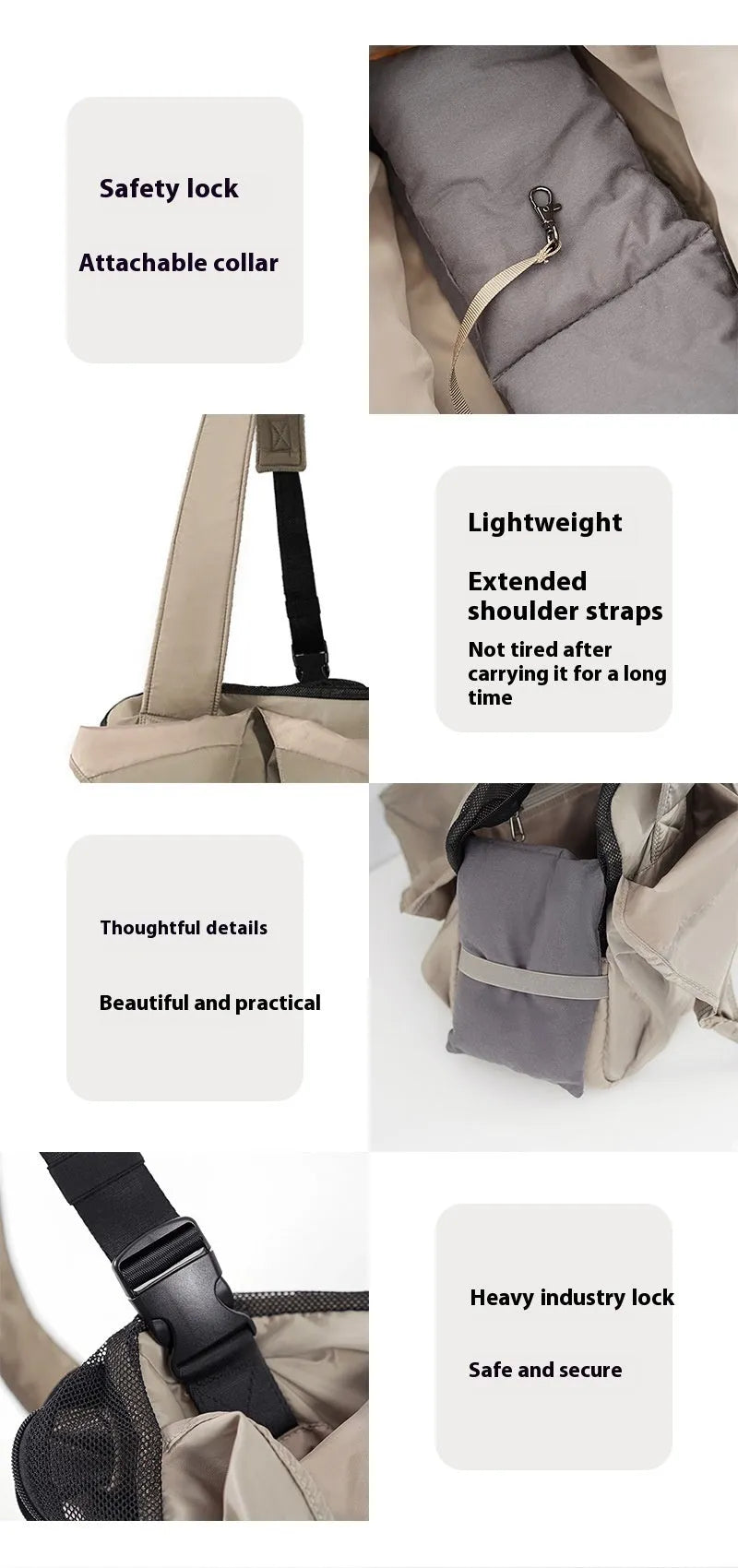 Apricot cloth pet carrier handbag showing portable design for pet transport