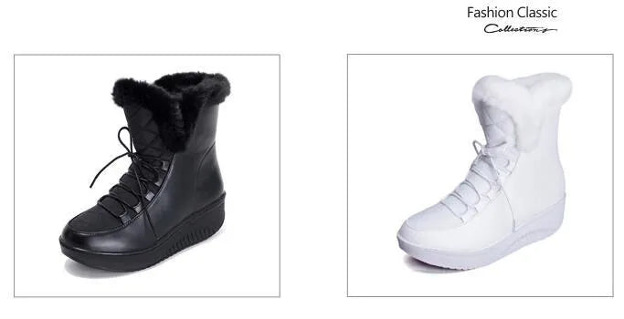 Black women's winter boots with lace-up closure and platform sole