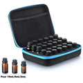 Red EVA essential oil storage cube bag with 30 compartments for 15ml bottles, showing zipper and compact design