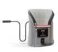 Grey portable baby bottle warmer with digital display for car travel use