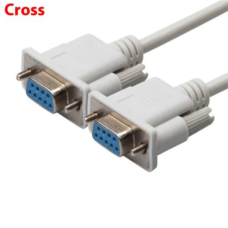 Milky white female to female RS232 serial cable with DB9 connectors, 1.5 metres long