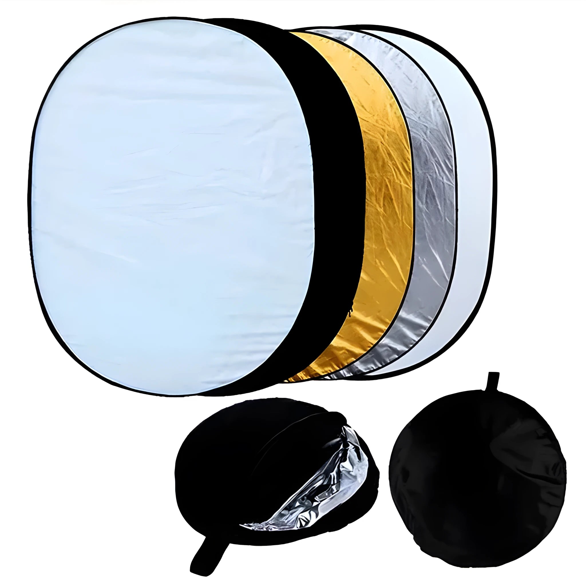 60cm collapsible photography reflector with five surfaces: gold, silver, white, black and translucent