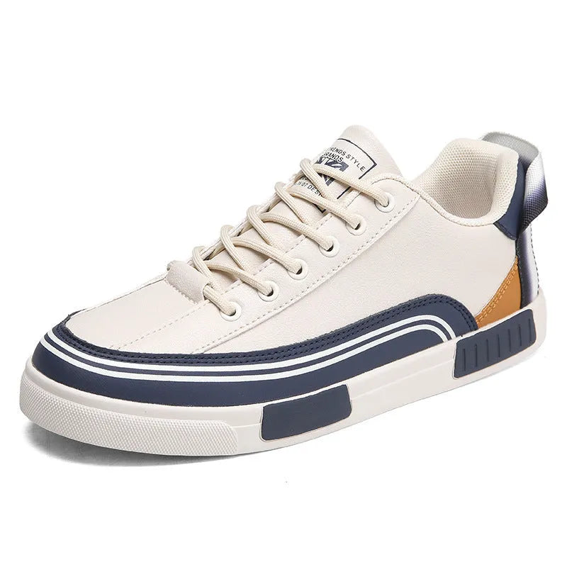 Men's beige and white-green canvas casual shoes with mesh ventilation panels