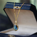 Geometric French retro style gold necklace pendant on copper base