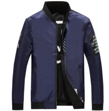 Men's reversible flight jacket in a fitted cut with a stripe pattern, shown in black, blue, and green colour options.