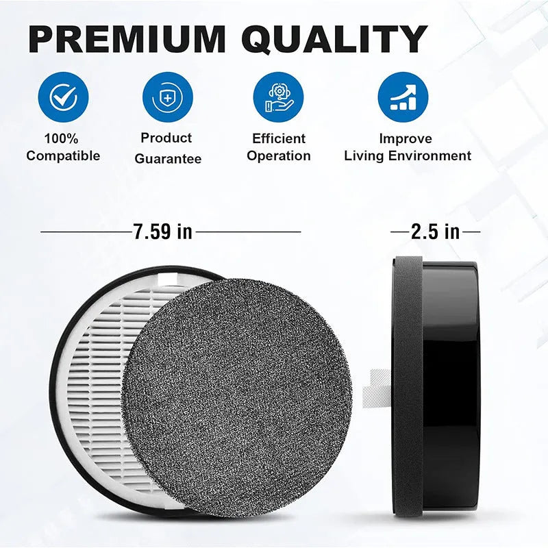 Levoit LV-H132 air purifier replacement filter accessories showing filter screen and cotton