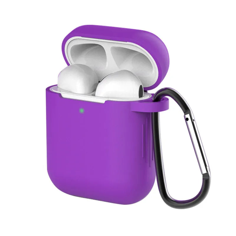 Liquid silicone clamshell cover for Apple AirPods first and second generation in multiple colours.