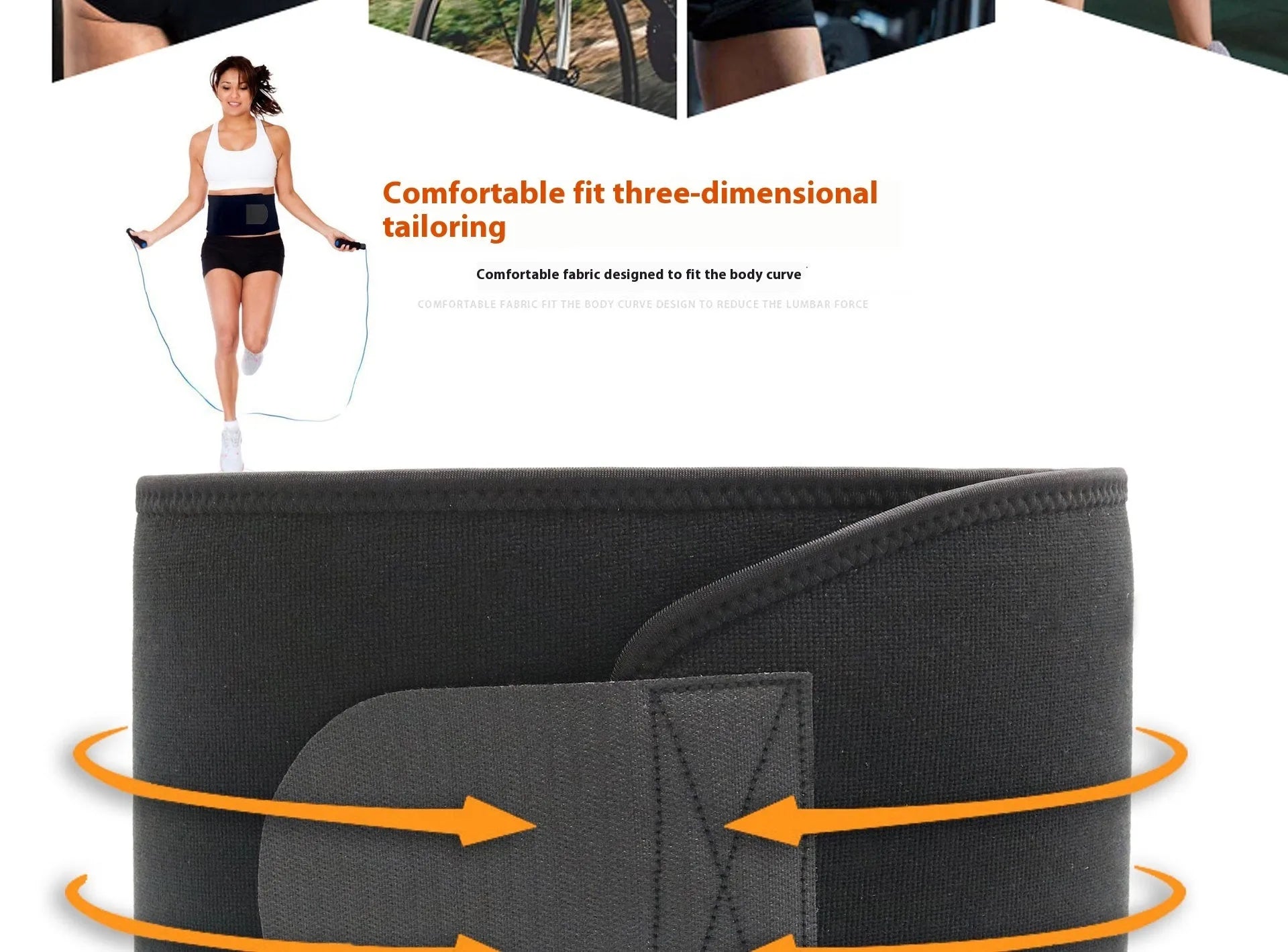 Neoprene lumbar support belt for fitness and running in black, blue, or pink