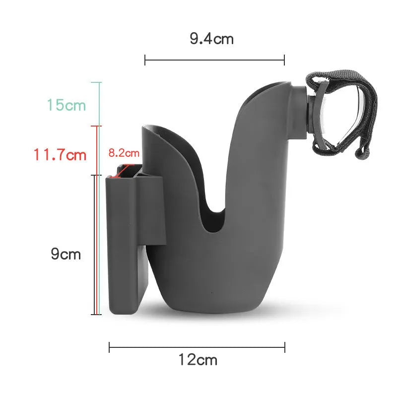 Black ABS baby stroller cup holder and mobile phone stand set