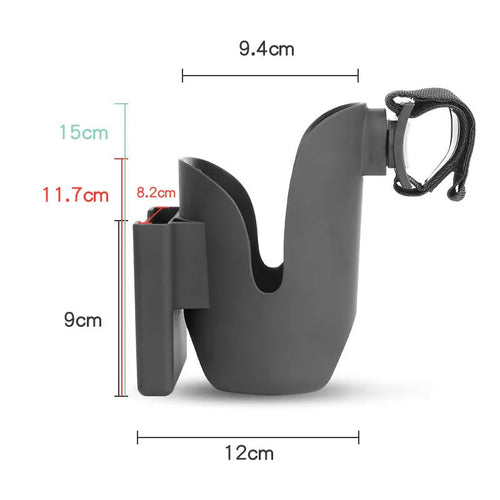 Black ABS baby stroller cup holder and mobile phone stand set