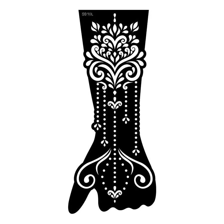 Geometric hollow template tattoo stickers showing intricate cut-out patterns for tattoo stencil applications