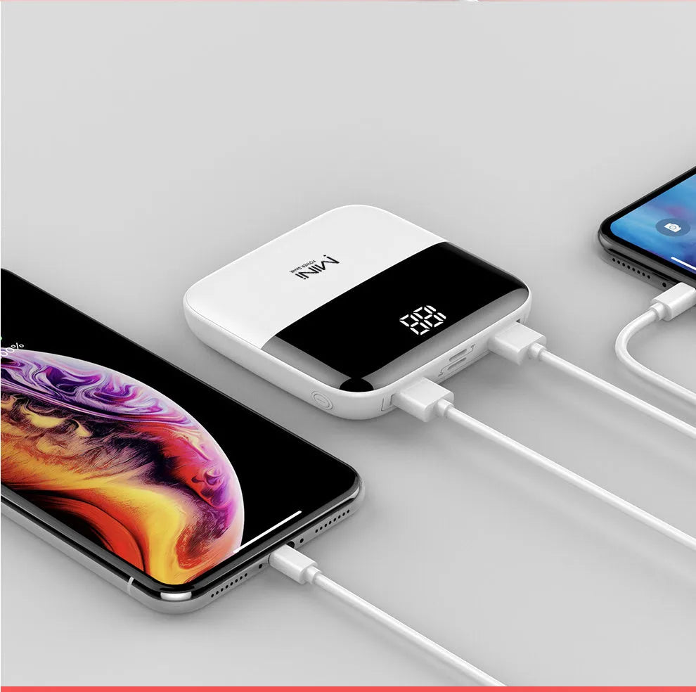 10000mAh portable power bank with digital display showing charge percentage