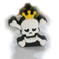 Skeleton skull shaped USB flash drive on a small metal chain with PVC shell.