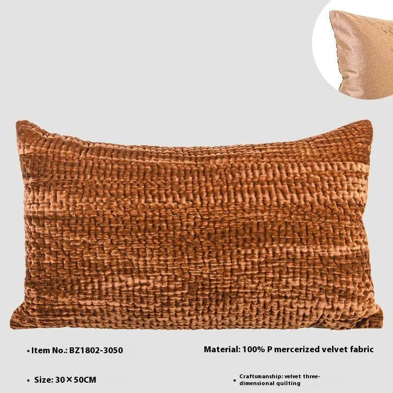 Antique style quilted velvet cushions in square and waist sizes with feather velvet cores