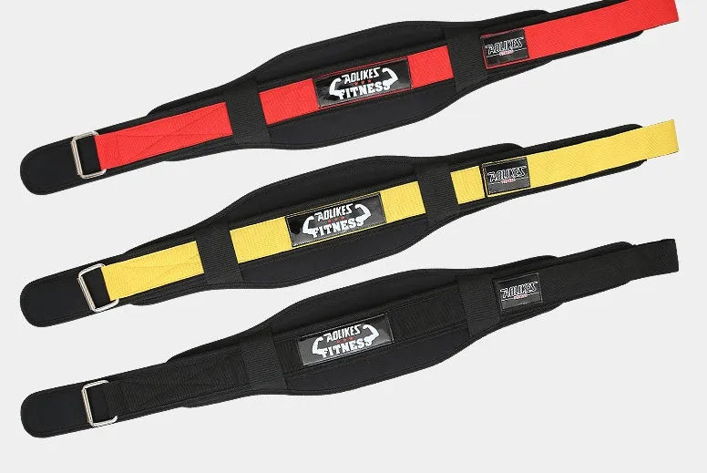 Nylon fitness weightlifting waistband for adult training in black, red or yellow colours