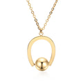 Stainless steel geometric pendant necklace on cross chain in gold or silver finish