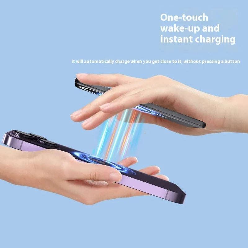 Ultra-thin magnetic power bank with alloy shell in dark gray silver black or violet