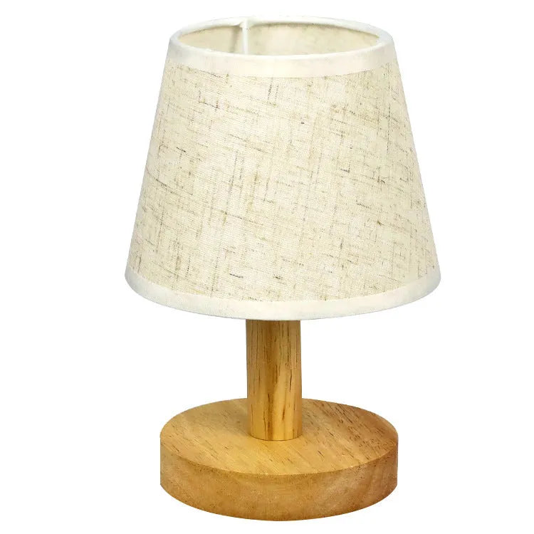 Korean vintage pleated table lamp with bamboo holder and jute-linen shade