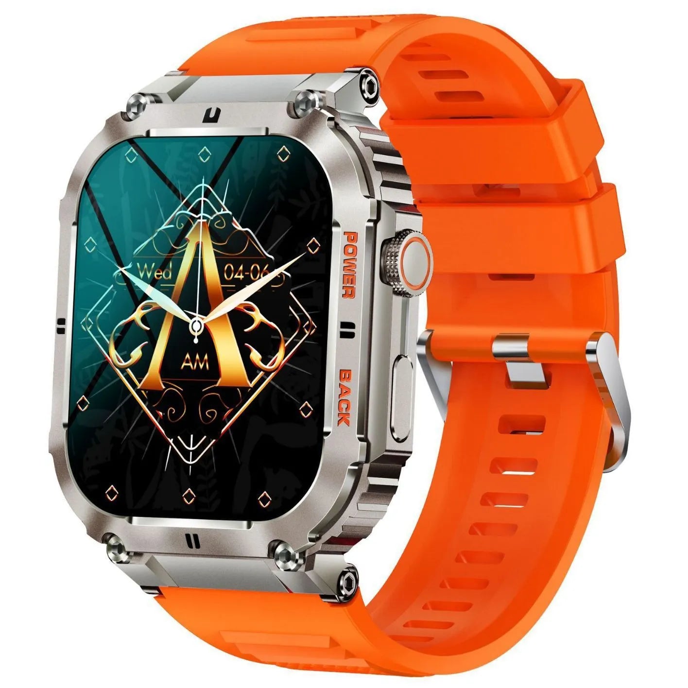 K57PRO Bluetooth smartwatch in black with TFT screen on wrist showing call function
