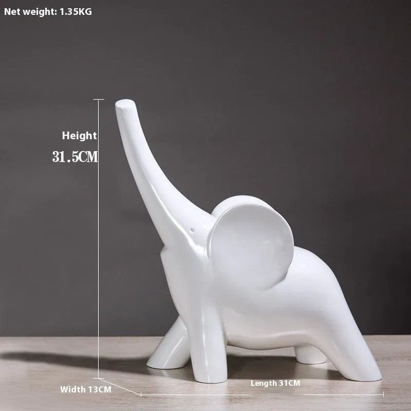 Resin elephant ornament figurine in modern style with rose gold or white finish for home decoration
