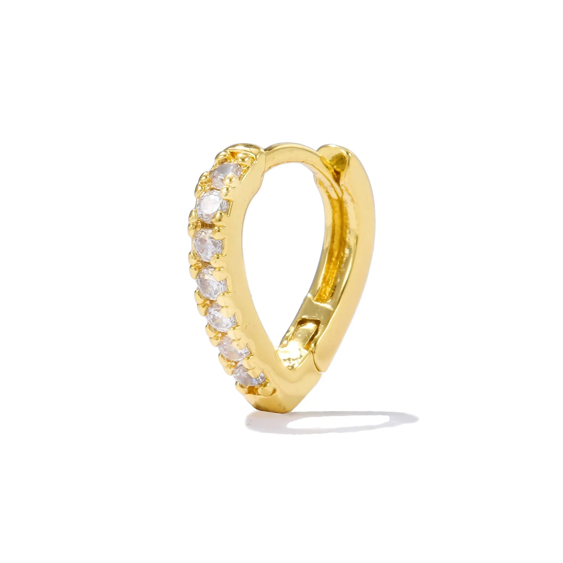Geometric heart-shaped women's ear clip with electroplated gold finish on copper base material