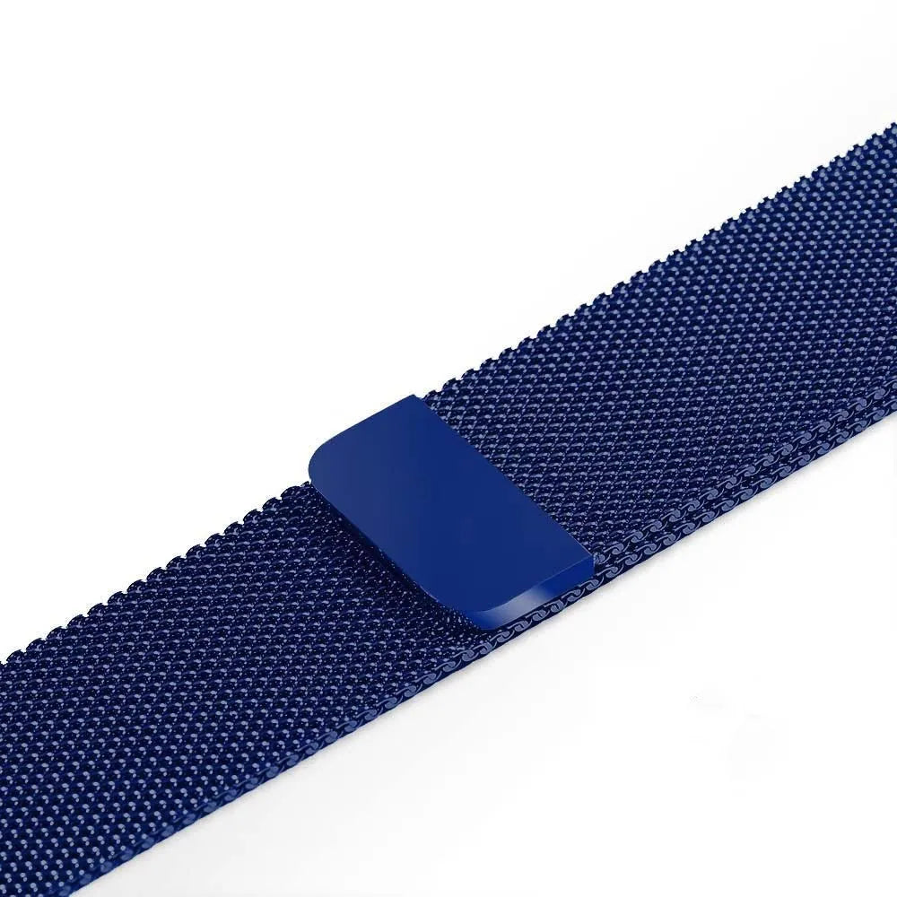 Stainless steel watch strap in silver, shown with measurements for 38mm/42mm cases and 22mm/24mm lugs.