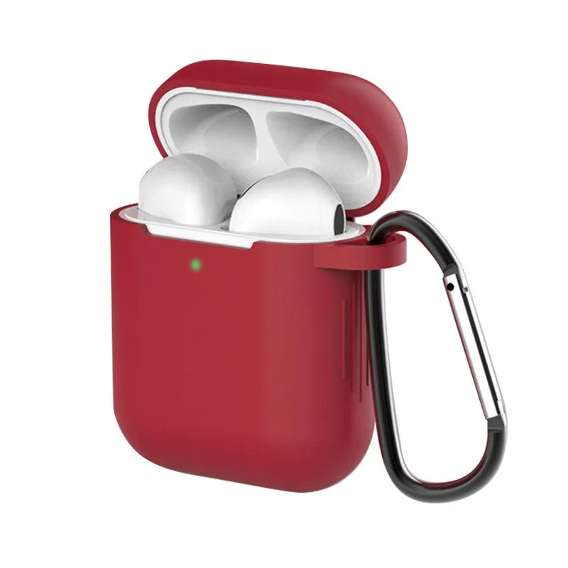 Liquid silicone clamshell cover for Apple AirPods first and second generation in multiple colours.