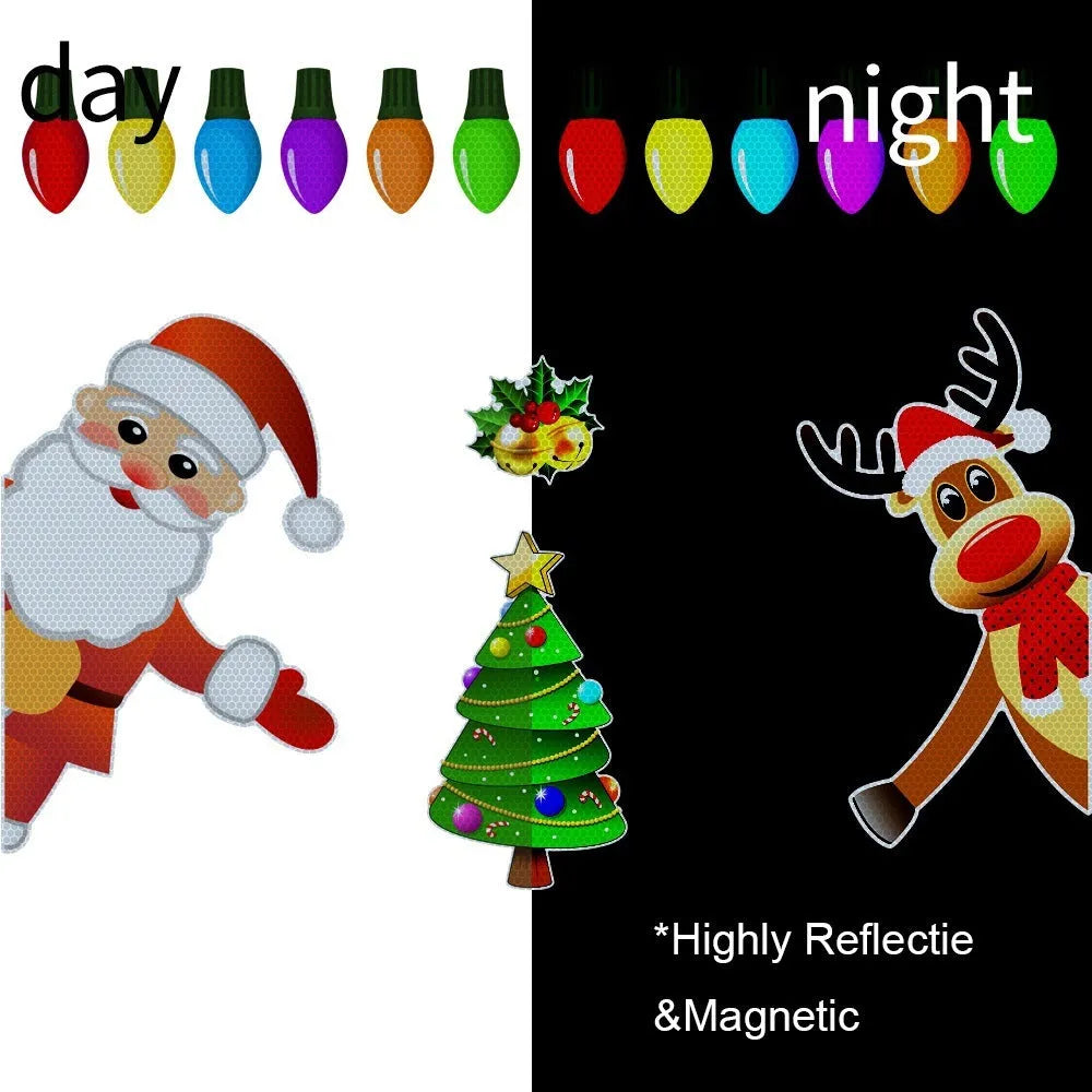 Medium Christmas elk magnetic car sticker with reflective threads