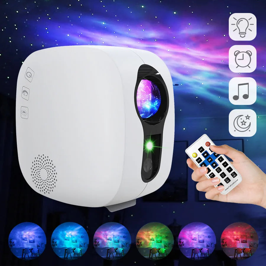 Laser starry sky projection lamp in modern design with Bluetooth music playing functionality