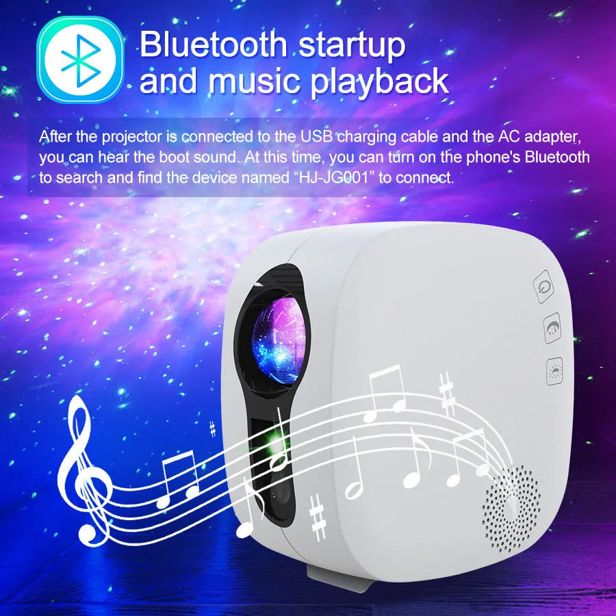 Laser starry sky projection lamp in modern design with Bluetooth music playing functionality