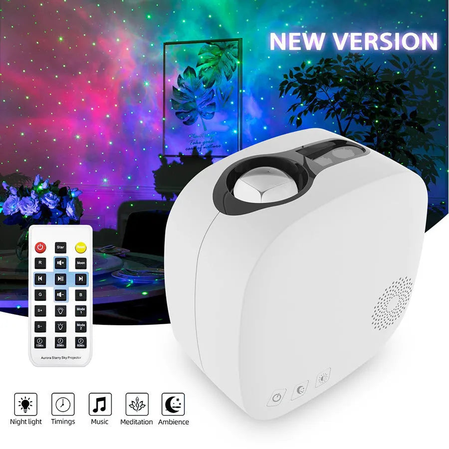 Laser starry sky projection lamp in modern design with Bluetooth music playing functionality