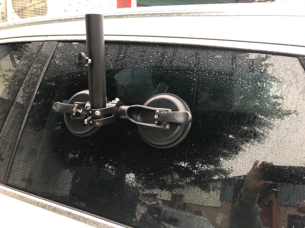 Black off-road car glass sucker base with rubber disc for flag mounting