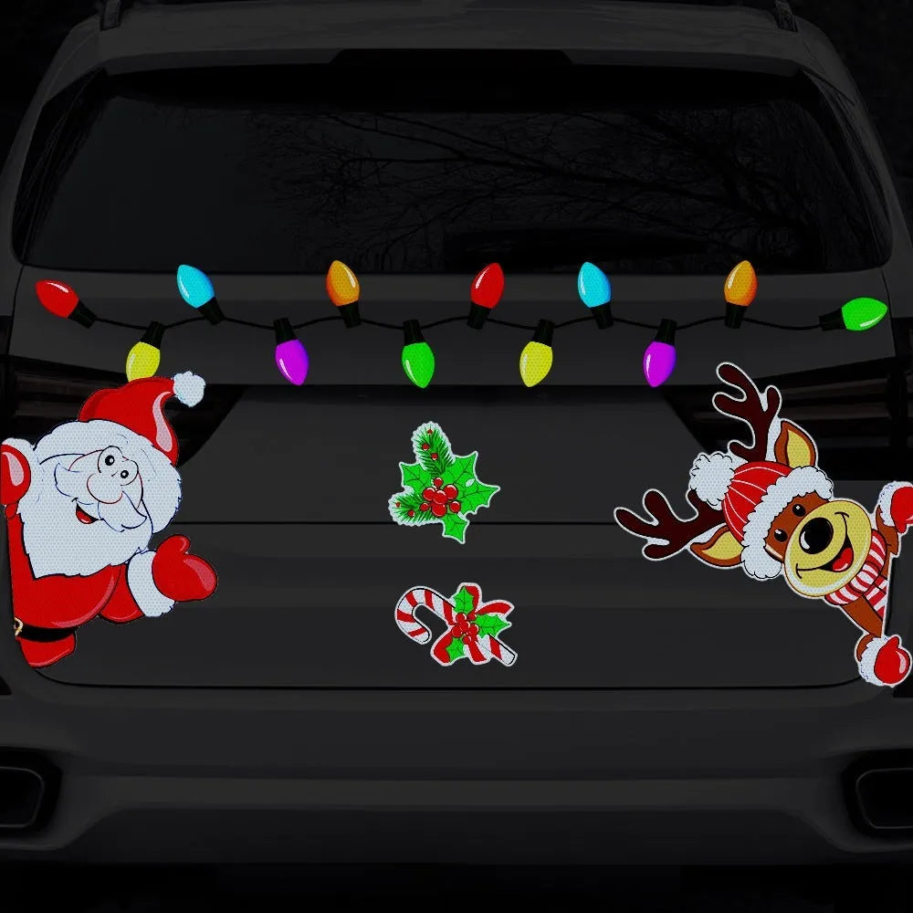 Christmas elk cartoon reflective magnetic sticker with 6 threads, medium size