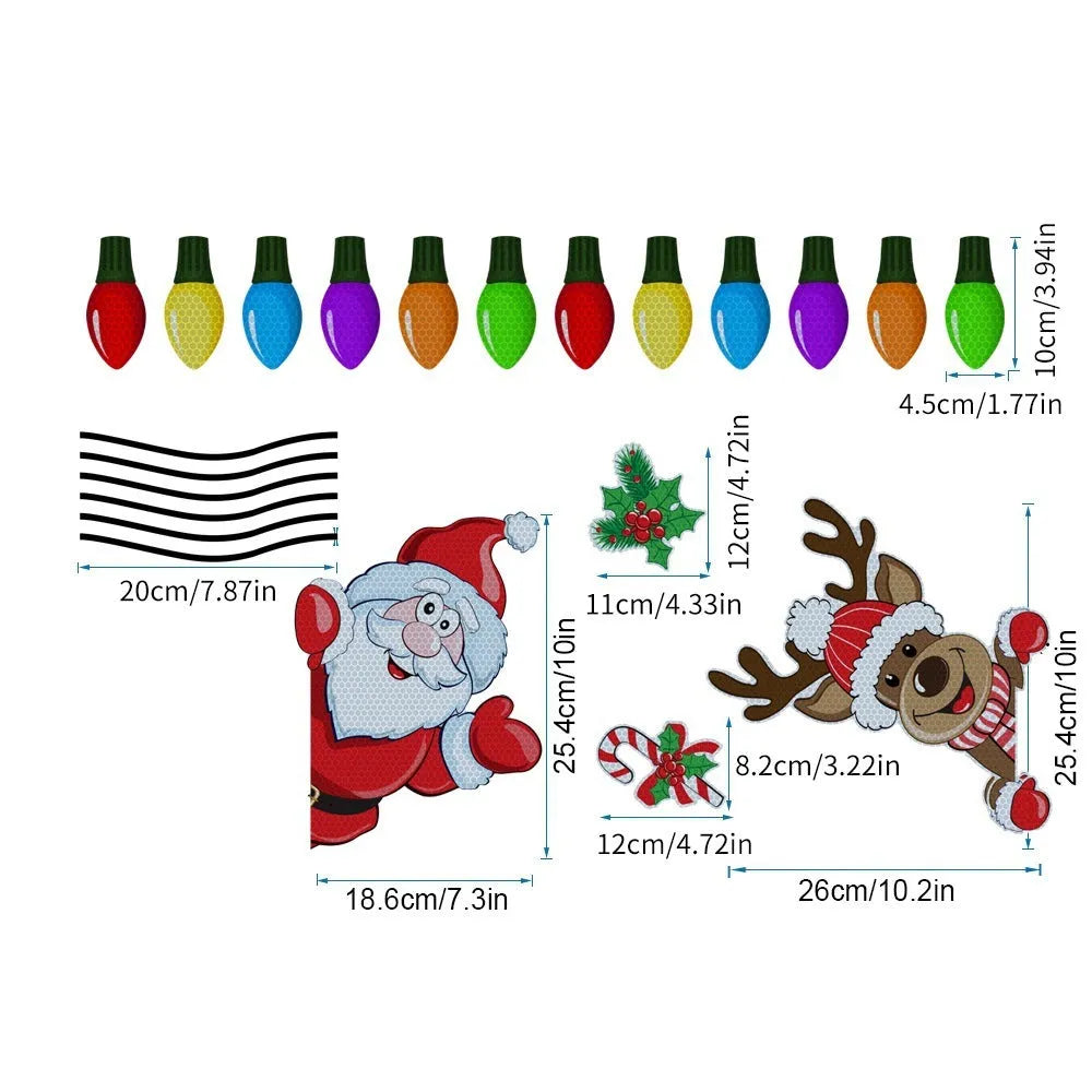 Christmas elk cartoon reflective magnetic sticker with 6 threads, medium size