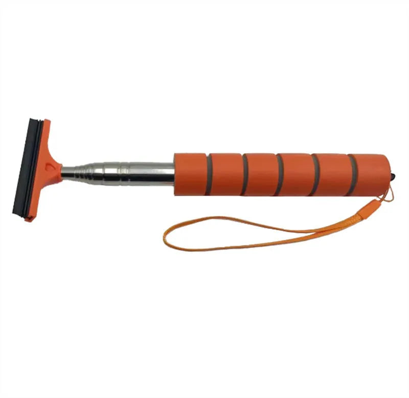 Stainless steel retractable car mirror wiper extended to show 100cm length with rubber cleaning edge