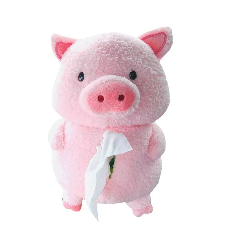 Cartoon lamb soft plush car tissue box organiser with decorative design for dashboard or home.