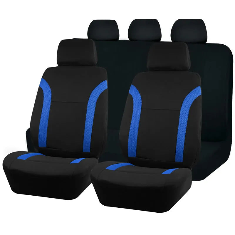 Polyester eyelet fabric universal car seat cover in a choice of colours on a car seat.