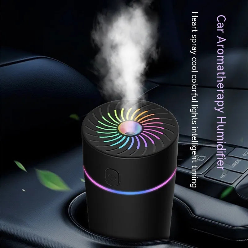 USB car humidifier unit with aromatherapy function in black and white colour options