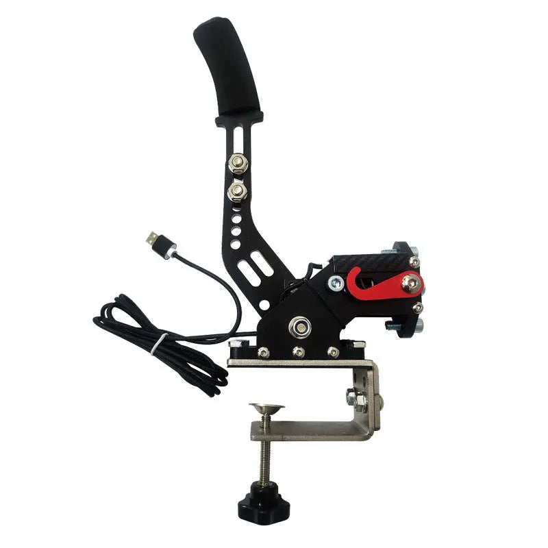 Black drift racing handbrake controller with clamp mount for Logitech and Thrustmaster racing wheels