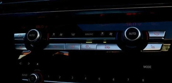 Chrome dashboard air conditioning button panel replacement set for automotive interior ventilation controls