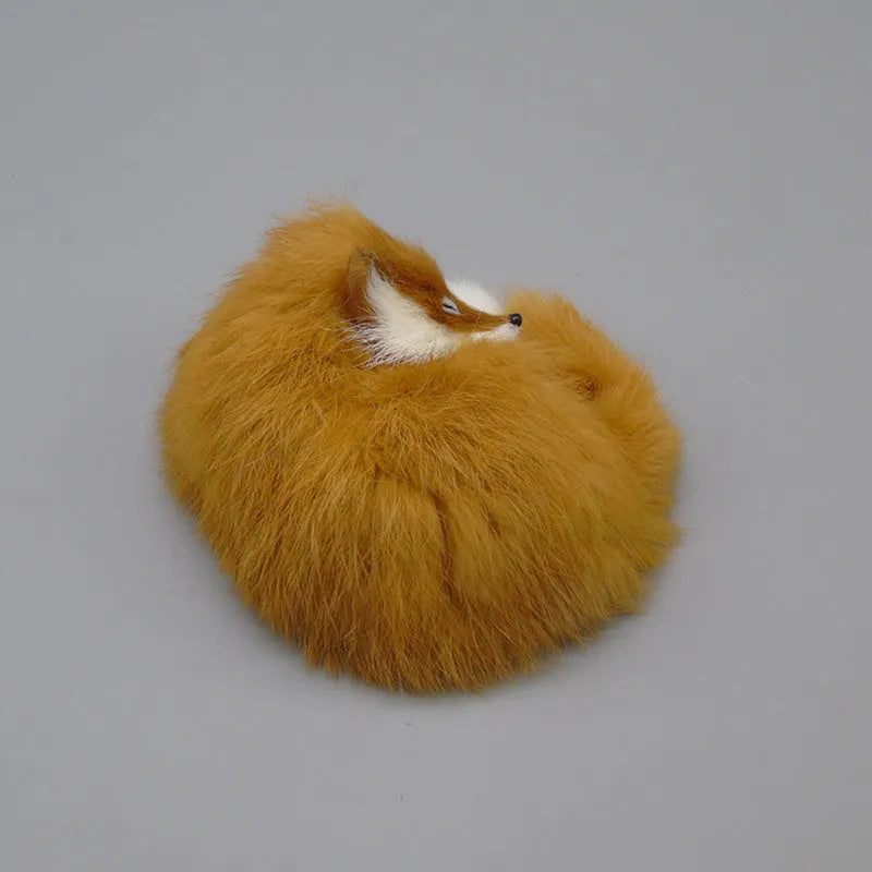 Artificial white fox fur handicraft decoration measuring 15cm by 9cm by 11cm