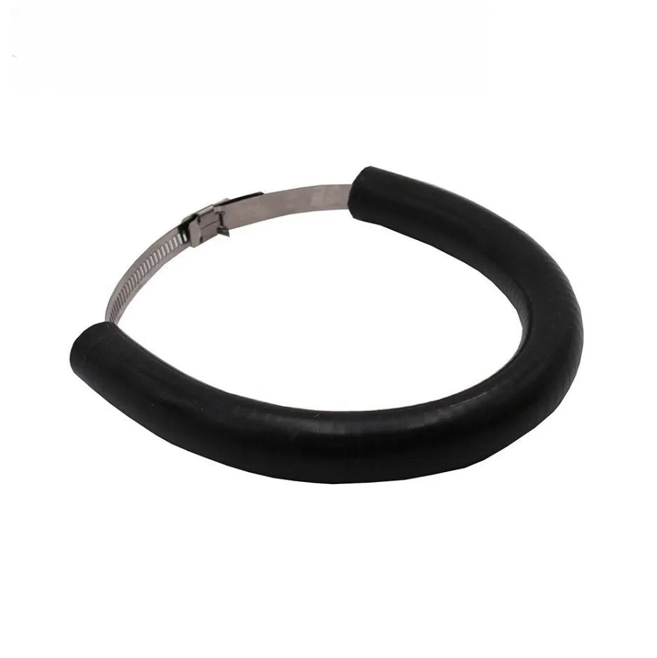 Motorcycle exhaust pipe gasket in black, blue and orange colours with anti-drop wring