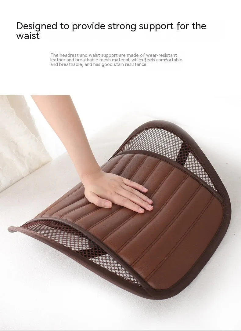 Genuine leather lumbar support cushion for car seats and office chairs in five colour options