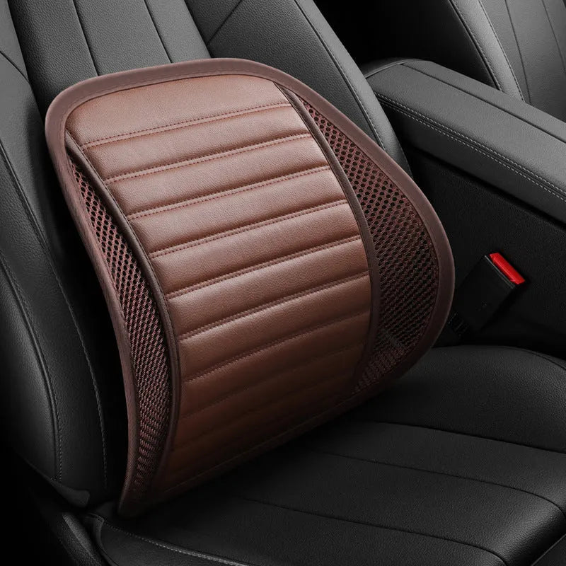 Genuine leather lumbar support cushion for car seats and office chairs in five colour options