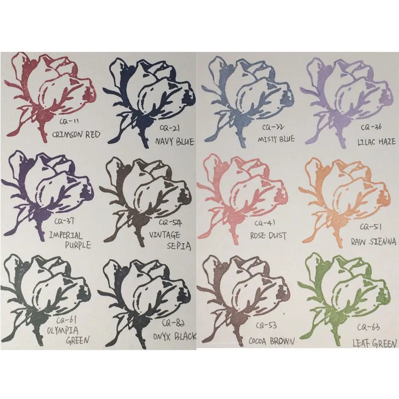 Rectangular quick-dry oily ink pad for rubber stamps in five colour options.