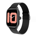 Bluetooth smart watch with touch screen display showing heart rate and step count data