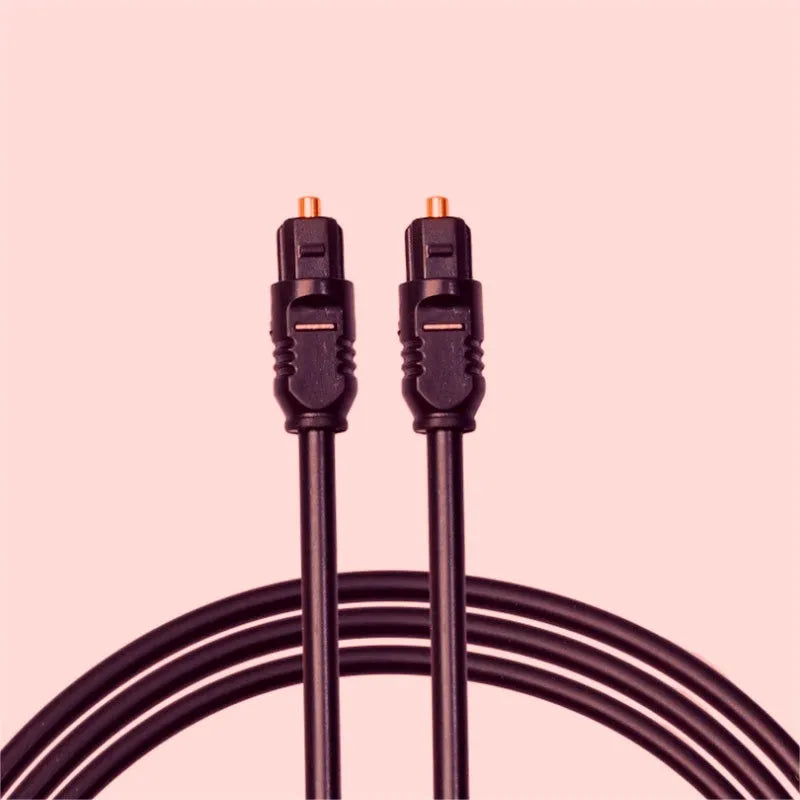 Black Toslink digital optical audio cable with square connectors, 2 metre length