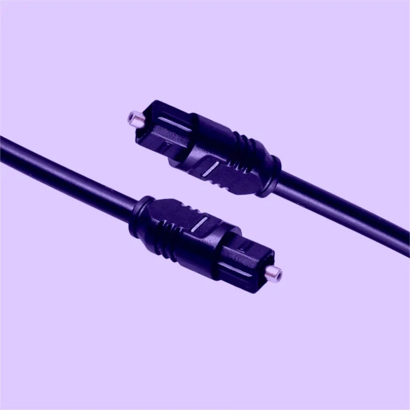 Black Toslink digital optical audio cable with square connectors, 2 metre length