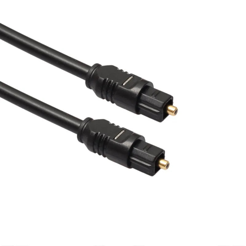 Black Toslink digital optical audio cable with square connectors, 2 metre length